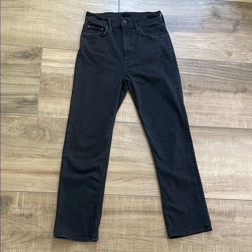 Mother Jeans Womens 24 Black High Waisted Rider Ankle Stretch Denim